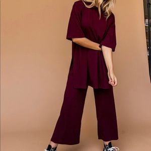 Dressed in Lala lex ribbed playsuit in Wine!!